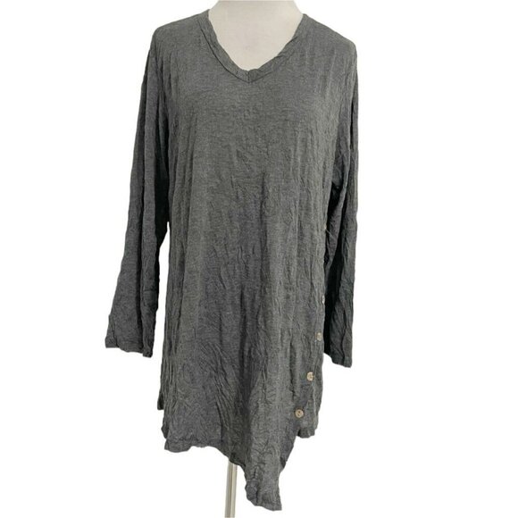 Jess & Jane Size XL  Top Long Sleeve Tee Crinkle Boho Lagenlook - Picture 1 of 6